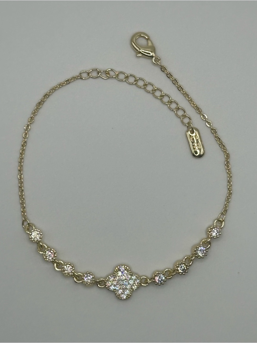 Gold Filled CZ Clover Bracelet